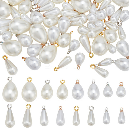 64Pcs 16 Styles ABS Plastic Imitation Pearl Pendants FIND-PH0027-70-1