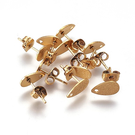 Ion Plating(IP) 304 Stainless Steel Stud Earring Findings LS-STAS-O119-12B-G-1