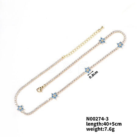 European and American Fashion Style Brass Rhinestone Flower Necklaces IO5961-3-1