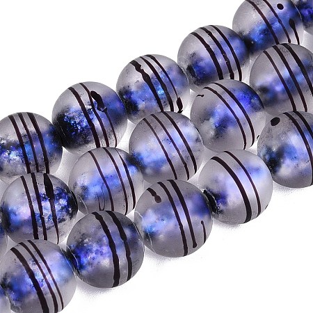 Frosted Handmade Foil Glass Beads Strands FOIL-Q002-02A-1