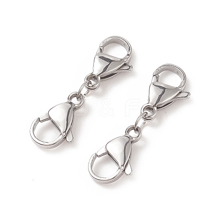 304 Stainless Steel Double Lobster Claw Clasps STAS-E163-57P-F-1