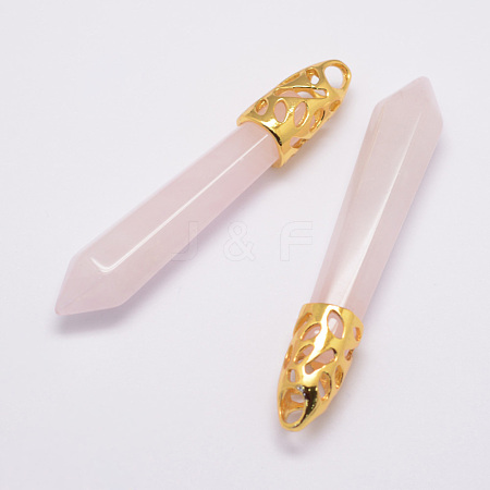 Natural Rose Quartz Big Pointed Pendants G-D860-C07-G-1