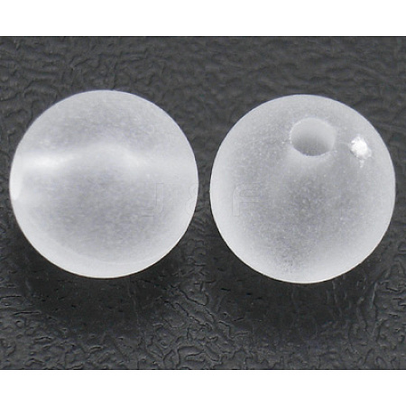 8mm Frosted Round Transparent Clear Acrylic Beads X-PL582-1