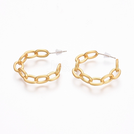 Semicircular Brass Cable Chain Stud Earrings EJEW-E196-07MG-1