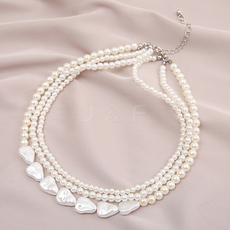 Imitation Pearl Beaded Multi Layer Necklaces WGB7F3C-29-1