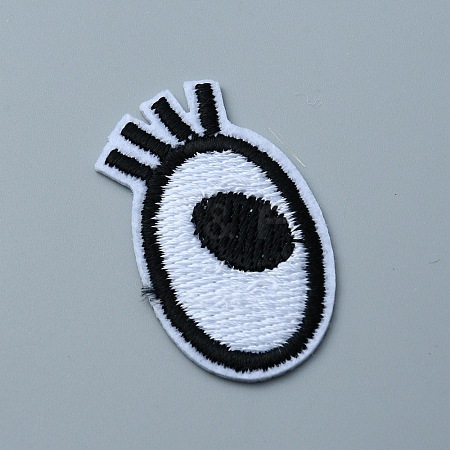 Single Eye Polyester Embroidery Cloth Iron on/Sew on Patches PATC-WH0001-117A-1