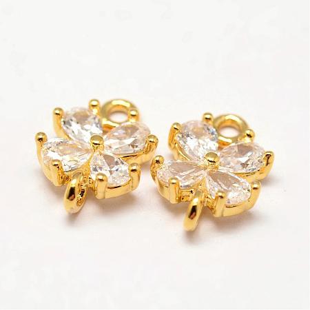 Flower Brass Micro Pave Cubic Zirconia Links ZIRC-L053-08G-1