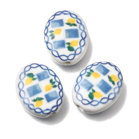 Hand Painted Oval Porcelain Beads PR-CBA03B0-01A-1