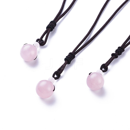 Natural Rose Quartz Pendant Necklaces NJEW-P241-A16-1