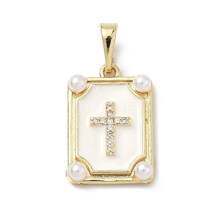Brass Micro Pave Cubic Zirconia Pendants KK-H255-07G-01-1