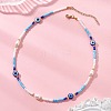 Natural Pearl & Resin Evil Eye & Glass Seed Beaded Necklaces for Women NJEW-MZ00152-01-1