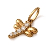304 Stainless Steel Micro Pave Cubic Zirconia Charms CU-CBA703A-03G-01-2