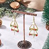 Brass Shell Pearl Bead Dangle Earrings EJEW-TA00670-1