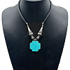 Fashion Unisex Alloy Synthetic Turquoise Pendant Necklaces YH1785-7-1