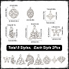 SUNNYCLUE 16Pcs 8 Style 304 & 201 Stainless Steel Pendants STAS-SC0005-12-2