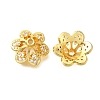 6-Petal Flower Brass Micro Pave Clear Cubic Zirconia Bead Caps KK-V008-32G-1