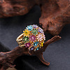 Flower Alloy with Rhinestone Enamel Finger Rings for Women FS-WG3A5AD-01-1