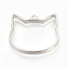 Rack Plating Alloy Kitten Open Back Bezel Pendants PALLOY-R099-29P-FF-2