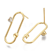 Brass Micro Pave Clear Cubic Zirconia Stud Earring Findings X-KK-N230-10-NF-2