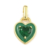 Rack Plating Heart Brass & Cubic Zirconia & Enamel Pendants KK-Z053-28G-2