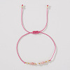 Natural Rose Quartz & Brass Beads Braided Bead Bracelets for Women HH4245-9-1