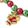 Christmas Bell & Candy Cane & Deer Alloy Enamel Charm Bracelets BJEW-JB10823-3