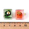 Transparent Inner Flower Resin Pendants RESI-T059-16-3