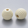 Painted Natural Wood Beehive European Beads WOOD-Q040-019A-A08-2