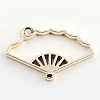 Rack Plating Alloy Fan Open Back Bezel Pendants X-PALLOY-S047-20E-FF-2