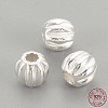 925 Sterling Silver Corrugated Beads STER-S002-14-3mm-3