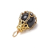 Natural Black Stone Pendants PALLOY-JF03396-03-4