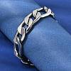 201 Stainless Steel Cuban Link Chains Bracelets for Women Men STAS-T077-19B-01P-3