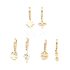 3 Pair 3 Style Star & Clover & Snake & Infinity Ion Plating(IP) 304 Stainless Steel Asymmetrical Earrings EJEW-B020-14G-1