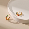 Colorful Cubic Zirconia Heart Wrap Sutd Earrings CHAK-PW0001-039G-4