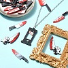 15Pcs 5 Styles Halloween Printed Opaque Acrylic Pendants MACR-YW0003-07-4