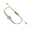 Natural Green Aventurine Heart Braided Bead Bracelet PW-WG63389-05-1