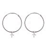 Rhodium Plated 925 Sterling Silver Hoop Earring Findings STER-I016-069P-1