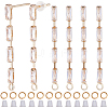 6Pcs Brass Pave Clear Cubic Zirconia Rectangle Tassel Stud Earring Findings DIY-CN0002-77-1