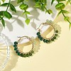 Dyed Natural Malaysia Jade Rondelle Bead & 201 Stainless Steel Hoop Earrings EJEW-JE07415-3