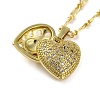 Brass Clear Cubic Zirconia Heart Pendant Necklaces for Women NJEW-R100-01G-1