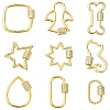 9Pcs 9 Styles Brass Micro Pave Clear Cubic Zirconia Screw Carabiner Lock Charms KK-CJ0004-25-1