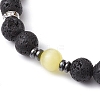 Round Natural Lava Rock & Cat Eye Beads Stretch Bracelets for Women BJEW-JB10986-4