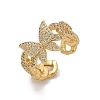 Brass Micro Pave Clear Cubic Zirconia Cuff Rings for Women RJEW-U041-02G-4