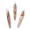 Natural Picture Jasper Brass Pointed Pendants G-B025-02P-13-1