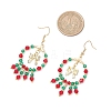 Christmas Themed Handmade Glass Seed Beads Dangle Earrings EJEW-MZ00488-01-4