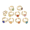 304 Stainless Steel with Glass Cat Eye Cuff Rings for Women RJEW-K309-40A-4