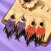 Halloween Glass Seed Tassel Earring for Women EJEW-MZ00798-1