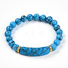 Synthetic Bklue Turquoise Beads Stretch Bracelets BJEW-T022-04J-2