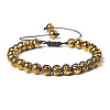 Natural Lava Rock Round Bead Adjustable Braided Bracelets UO3136-36-1