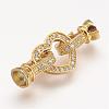 Brass Micro Pave Cubic Zirconia Fold Over Clasps ZIRC-F047-18G-1